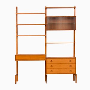 Scandinavian Teak Wall Unit with Desk and Chest of Drawers by Sven Andersen, Norway, 1960s