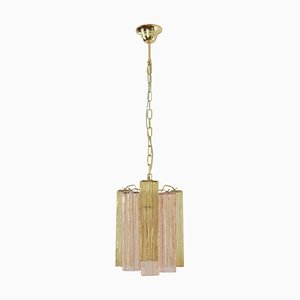 Tronchi Suspension Lamp in Pink and Brown Murano Glass, Italy, 1990s