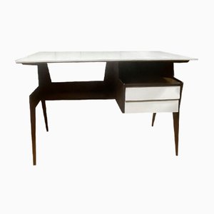 Teak Desk with White Lacquered Top, 1960s