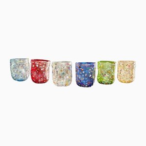 Vasos de agua italianos vintage de cristal de Murano de Burlesque Verres para Ribes, década de 2010. Juego de 6