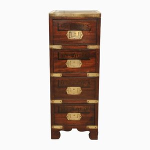 Victorian Military Campaign Brass Bound Three-Drawer Apothecary Chest with Tooled Black Leather