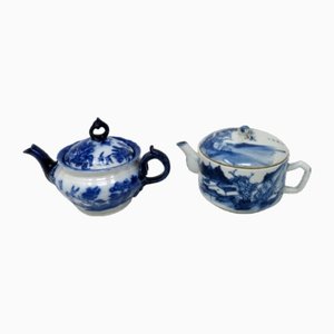 Antique Chinese Victorian Teapots, 1875, Set of 2