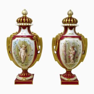 Antique English Porcelain Vases by Antonin Boullemier, 1875, Set of 2