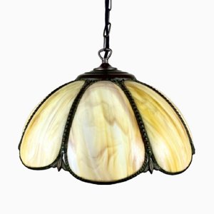 Vintage Tiffany Style Pendant Light in Stained Glass, Italy, 1980s