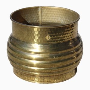 Round Solid Brass Plant Holder, Italy, 1970s