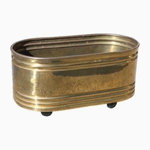 Oval Planter in Brass, Italy, 1970s