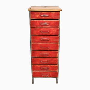 Vintage Chest of Drawers in Pine and Metal, 1950s