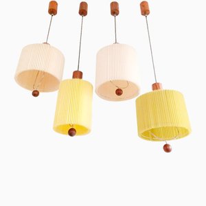 Mid-Century Danish Modern Pleated Shade Ceiling Lamps, 1970s, Set of 4