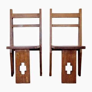 Vintage Kirchen Beistellstühle aus Holz, Italien, 1960, 2er Set