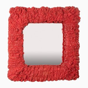 Specchio rosso in schiuma di poliuretano, anni '90