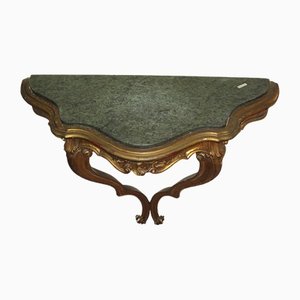 Baroque Golden Console Table in Marble, 1930s