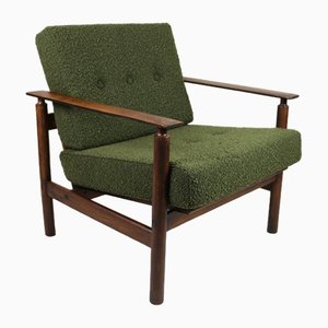Olive Green Boucle Armchair, 1970s