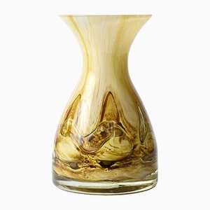 Vaso vintage in vetro color crema e marrone di Schott Zwiesel, anni '70