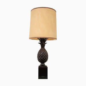 Lámpara de mesa vintage en forma de piña marrón, años 70