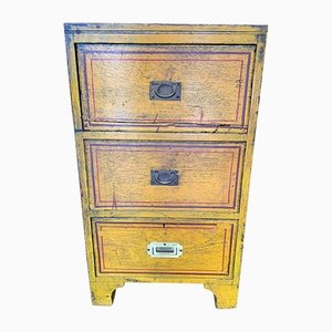 Empire Nautical Military Three Drawer Sea Chest with Flush Brass Swing Handles, 1800s