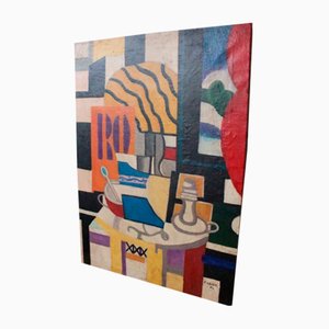 Nach Fernand Leger, Kubistisches Stillleben, 1950er, Öl auf Leinwand
