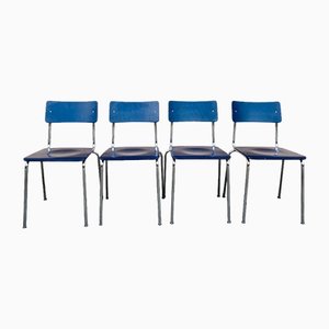 Industrial Blue Dining Chairs, 1970s, Set of 10