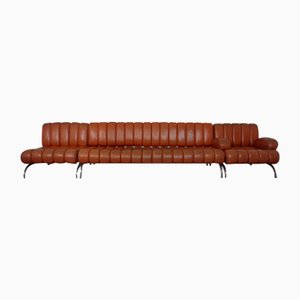 Independence Camel Leather Sofa or Daybed & Armchairs by Karl Wittmann for Wittmann Möbelwerkstätten, 1960s, Set of 3