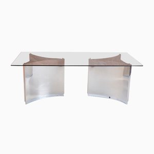 Chrome Nickel-Plated and Smoked Glass Pedestal Table by Ringo Starr and Robin Cruikshank for Ror International and Mastercraft Trilobi, 1974