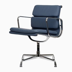 EA208 Soft Pad Management Chair in Ink Blue Leather by Charles & Ray Eames for Vitra, 1980s
