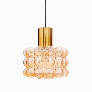 Large Mid-Century Amber Bubble Glass Pendant or Ceiling Light by Helena Tynell for Limburg, Germany, 1960s