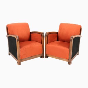 Art Deco Oak Amsterdamse School Lounge Chairs, 1920s, Set of 2