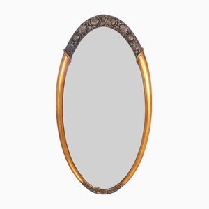 Espejo Art Déco ovalado dorado de Sue Et Mare, años 20