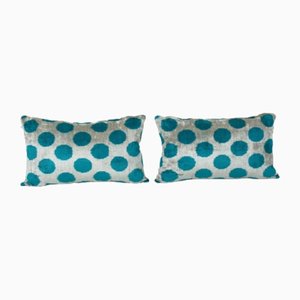 Turquois Velvet Ikat Cushon Covers, Set of 2