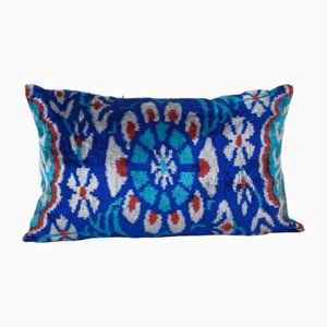 Housse de Coussin Ikat en Velours Bleu et Soie, 2010s