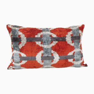 Red Silk and Velvet Ikat Cushion Cover, 2010s