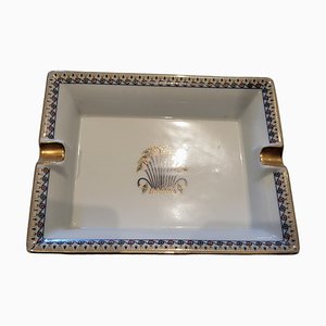 Vintage Italian Porcelain Ashtray with 24-Carat Gold Details