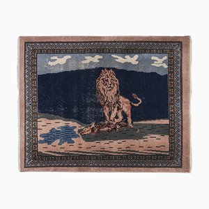 Alfombra o tapiz de león anudado a mano