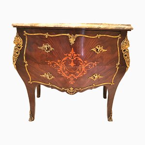 Vintage Louis Xv Style Commode in Wood, Marble & Bronze, Spain, 1980s