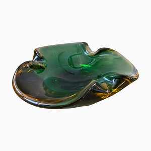 Mid-Century Modern Green and Brown Murano Glass Bowl by Livio Seguso for Seguso, 1970s