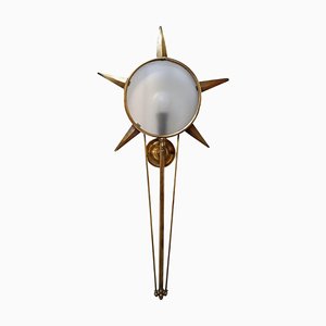 Andrea Dubreuil Style Wall Lamp in Brass by Gio Ponti, 1950s