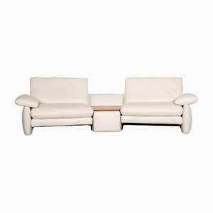 Two Seater Sofa in White Leather from Koinor