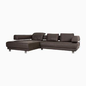 Brand Face Corner Sofa in Grey Leather by Ewald Schillig