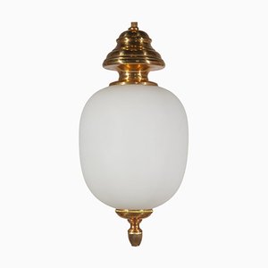 Lámpara colgante Hollywood Regency italiana de vidrio opalino, años 50