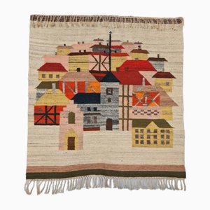 Vintage Village Rug or Tapestry, 1960s