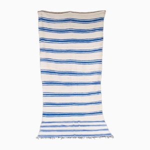 Vintage Berber Blue Stripe Hanbel Rug
