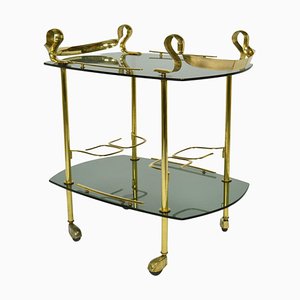 Italienischer Barwagen aus Messing & Rauchglas, 1960er