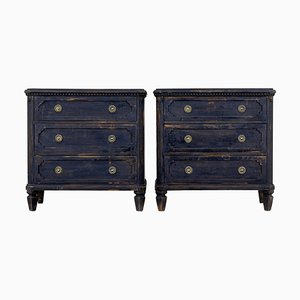 19th Century Black Painted Chest of Drawers, Set of 2