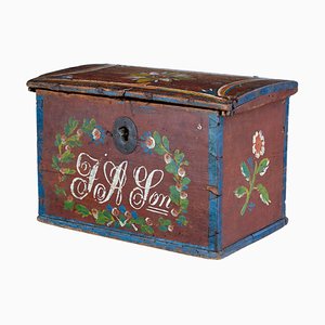 Folk Art Scandinavian Hand Painted Pine Box