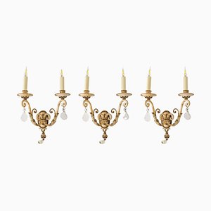 Early 20th Century Wrought Iron Sconces, Set of 3