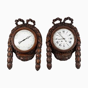 19th Century Barometer and a Clock, Set of 2