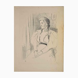 Hermann Paul, Portrait de Dame, Dessin au Crayon, 1890s