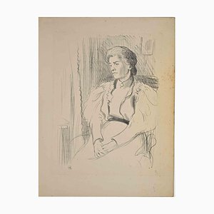 Retrato de una dama, dibujo a lápiz de Hermann Paul, década de 1890
