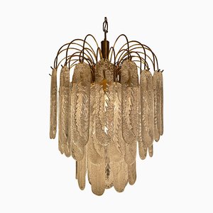 Vintage Murano Glass Feather Chandelier, 1970s