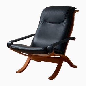 Fauteuil Flexi en Cuir et Teck par Ingmar Relling, 1960s