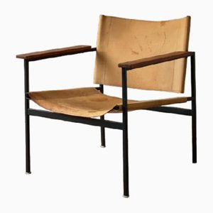 ST805 Leather Armchair by Eddie Harlis for Thonet, 1960s